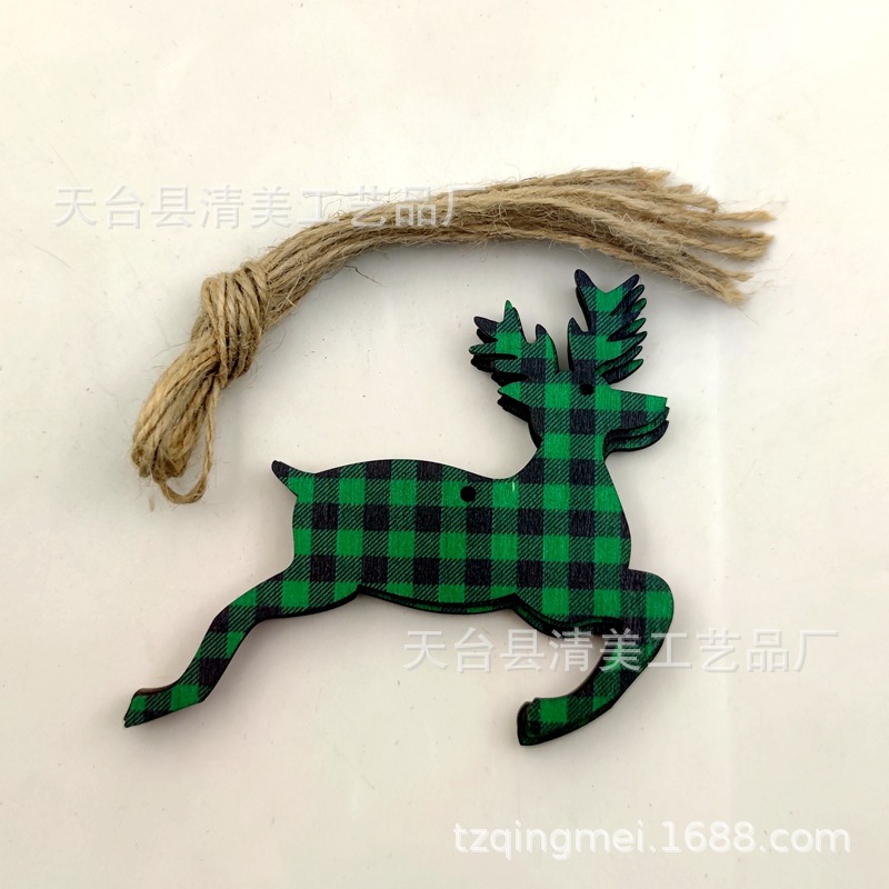 33 modelos de cuadros verdes y negros serie navideña piezas de madera colgante de decoración navideña se pueden combinar libremente 10 piezas en un paquete