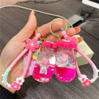 创意入油樱花独角兽漂浮瓶钥匙女精致挂件流沙瓶挂件吊饰背包挂饰