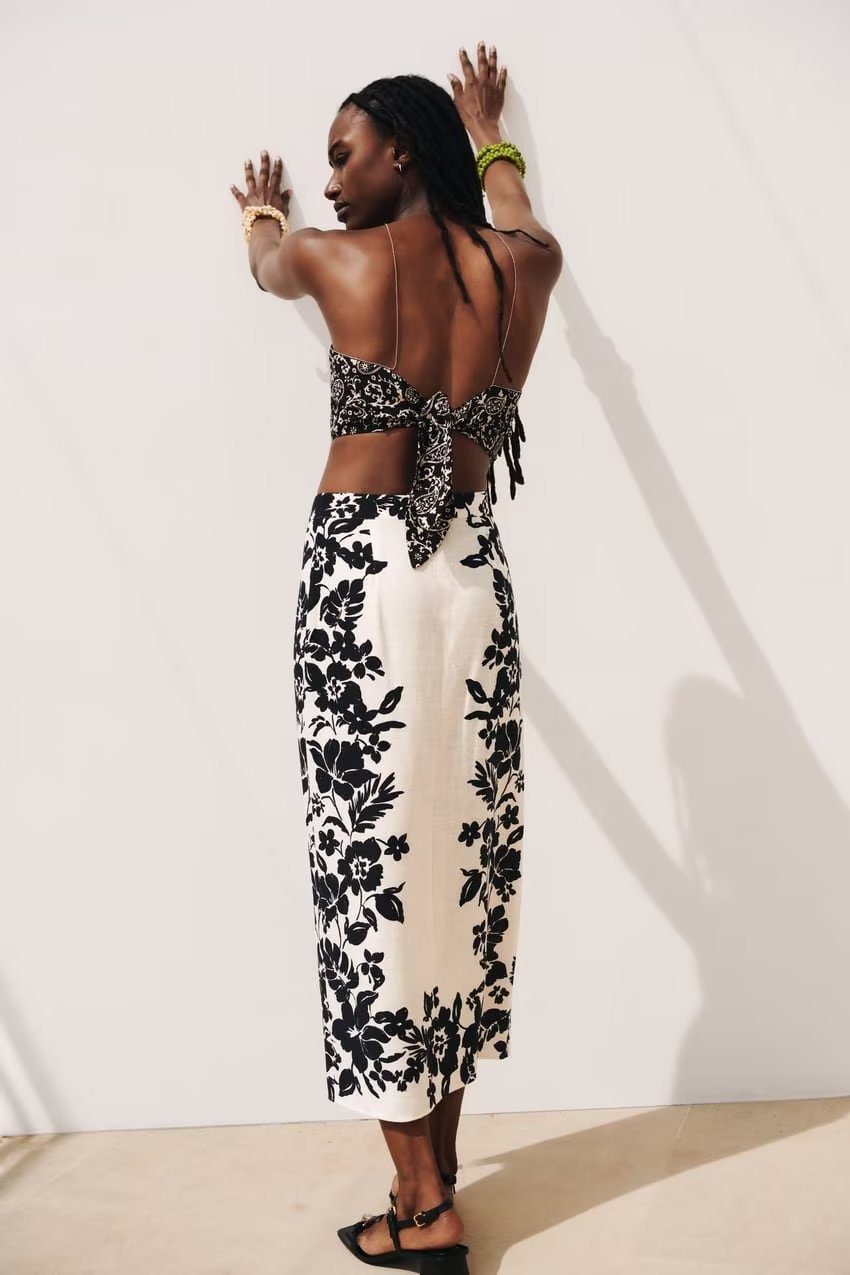 high waist slim long Flower print Skirt NSAM134644