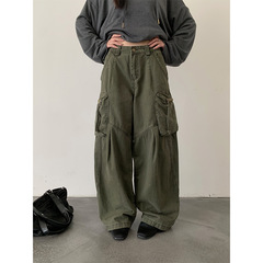 誉一新款2025秋季美式工装牛仔裤女重工口袋设计感阔腿裤女lq1360