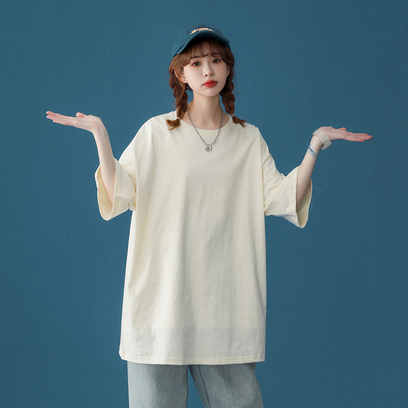 200g Pure Cotton Short-Sleeved T-Shirt for Women, Loose-Fitting Korean Style 2026 New Summer Base Shirt with Oversize Top Underneath 200g Pure Cotton Short-Sleeved T-Shirt for Women, Loose-Fitting Korean Style 2026 New Summer Base Shirt with Oversize Top Underneath