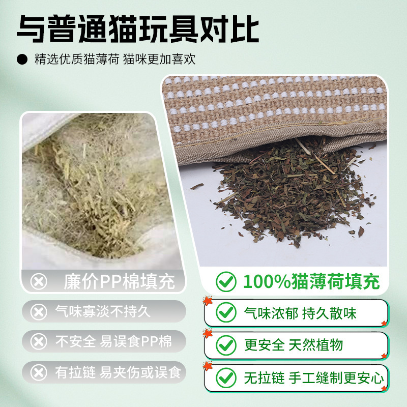 猫咪玩具小猫枕头内含薄荷啃咬耐磨牙爪自嗨解闷抓板垫幼猫抱枕|undefined