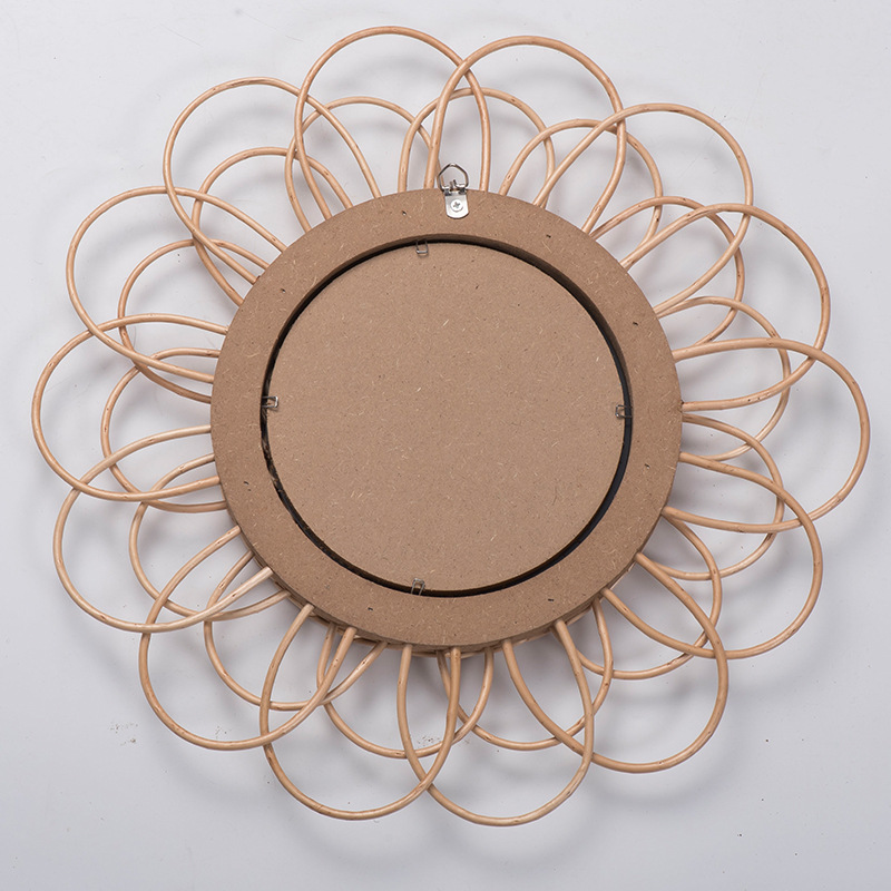 Espejo decorativo de mimbre exclusivo transfronterizo espejo de mimbre espejo de ratán sala de estar dormitorio entrada colgante decorativo decoración de la pared