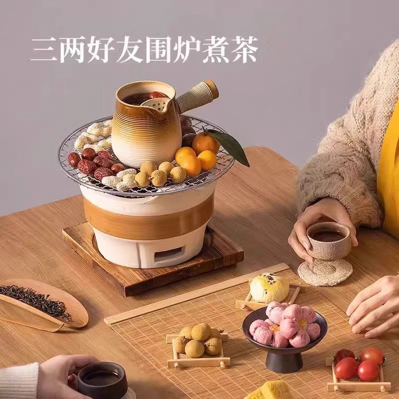 云南罐罐奶壶可明火干烧围栏煮茶中式侧把陶瓷茶具500毫升一整套