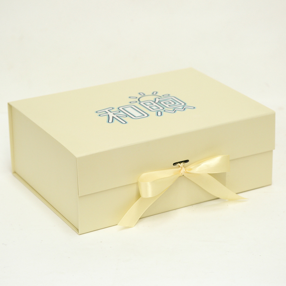 Inventario puede fijar logotipo flip caja plegable al por mayor caja de embalaje de arco caja de regalo plegable transfronteriza una pieza caja de regalo