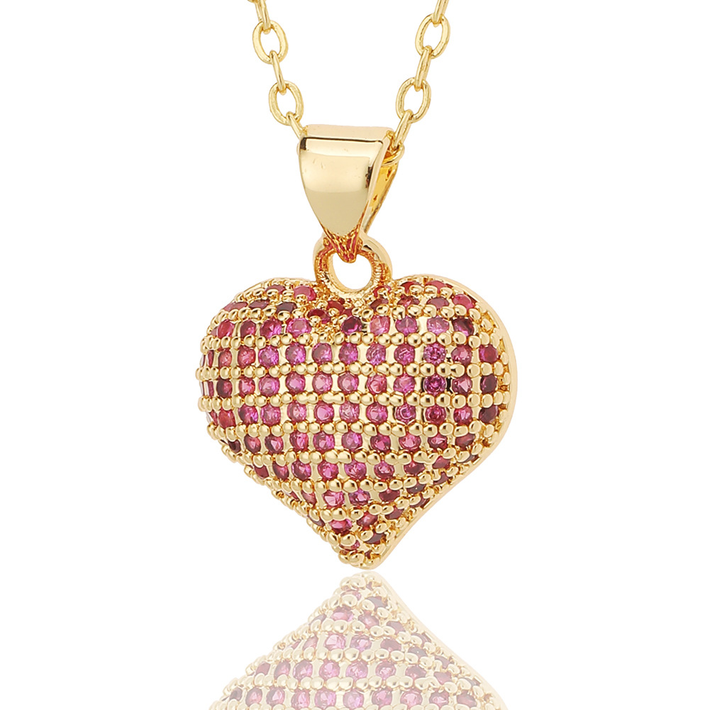 Simple Style Heart Shape Copper Plating Inlay Zircon Pendant Necklace display picture 6