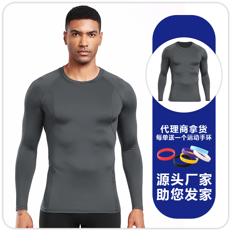 B5009 hombre fitness correr yoga ropa deportiva mangas largas baloncesto respirable compresión apretada ropa seca rápida image 10