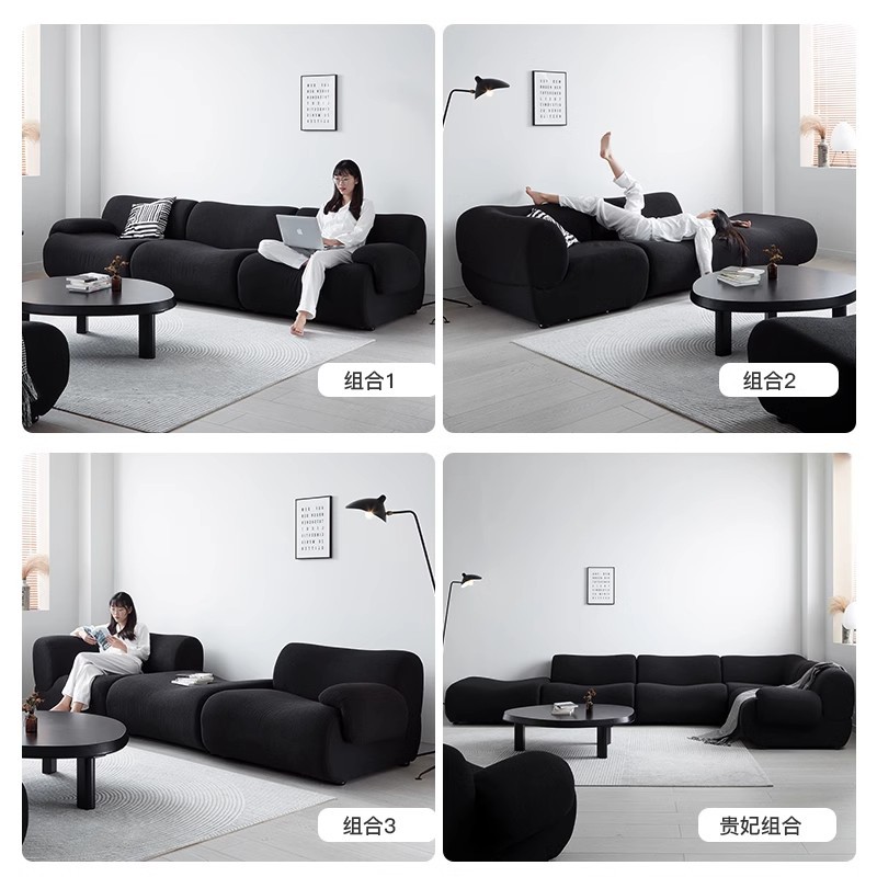 Sofá de cuero francés antiguo transfronterizo estilo retrógrado sala de estar modelo de tofu negro sofá de compresión