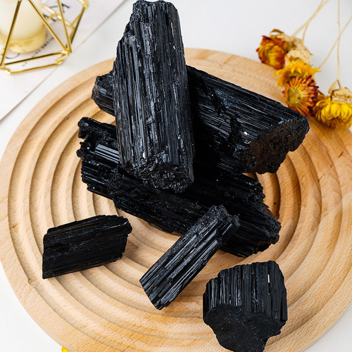Wholesale natural crystal tourmaline rough stone, black tourmaline rough stone, creative home crystal rough stone ornaments