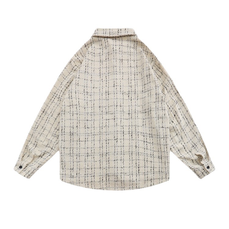 Suministro directo de fábrica camisa de manga larga marca de moda para hombres suelta camisa bordada europea y americana chaqueta otoño abrigo a cuadros camisa High Street