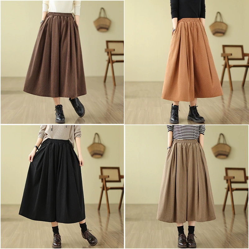 Япония и Южная Корея спотовая съемка 2024 осень и зима новые вельветовые широкие брюки юбки