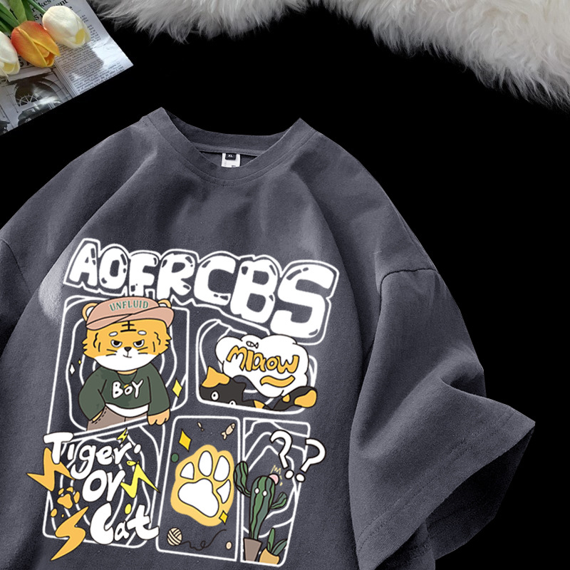 2022 nueva marca de moda NY1 manga corta hombres moda suelta guapo todo partido camiseta verano americano hiphop personalidad superior