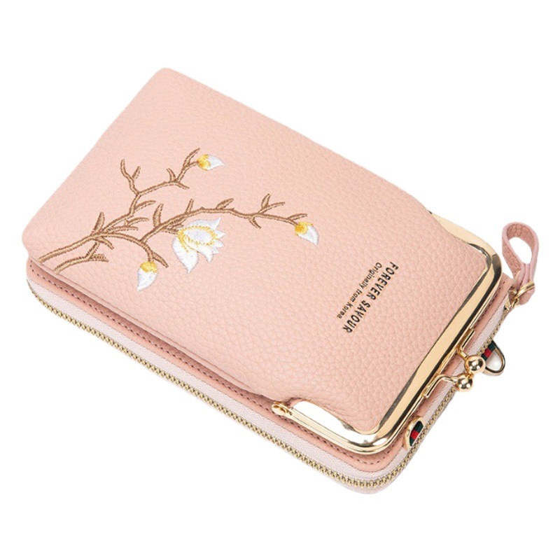 2025 Trendy Embroidered Bag Easiest for Match Fashion Mini Mobile Phone Bag Women's Crossbody Multifunctional Women's Wallet Literary National Style