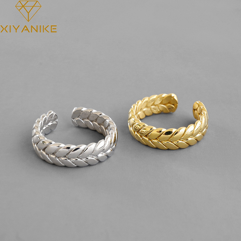 2021 New Exquisite Woven Chain Ring Womens Fashion Simple Style Niche Design Open Index Finger Ring Trendypicture1