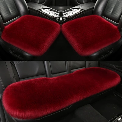 Wool Single-Piece Car Universal Three-Piece — Wool pad - burgundy-standard-version