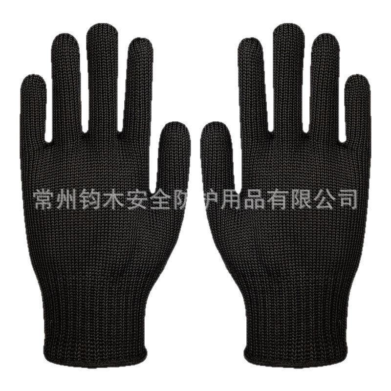 En stock grueso 5-Grado alambre de acero anti-corte guantes anti-corte resistente al desgaste negro Protección Laboral anti-arañazos anti-cuchillo guantes de corte