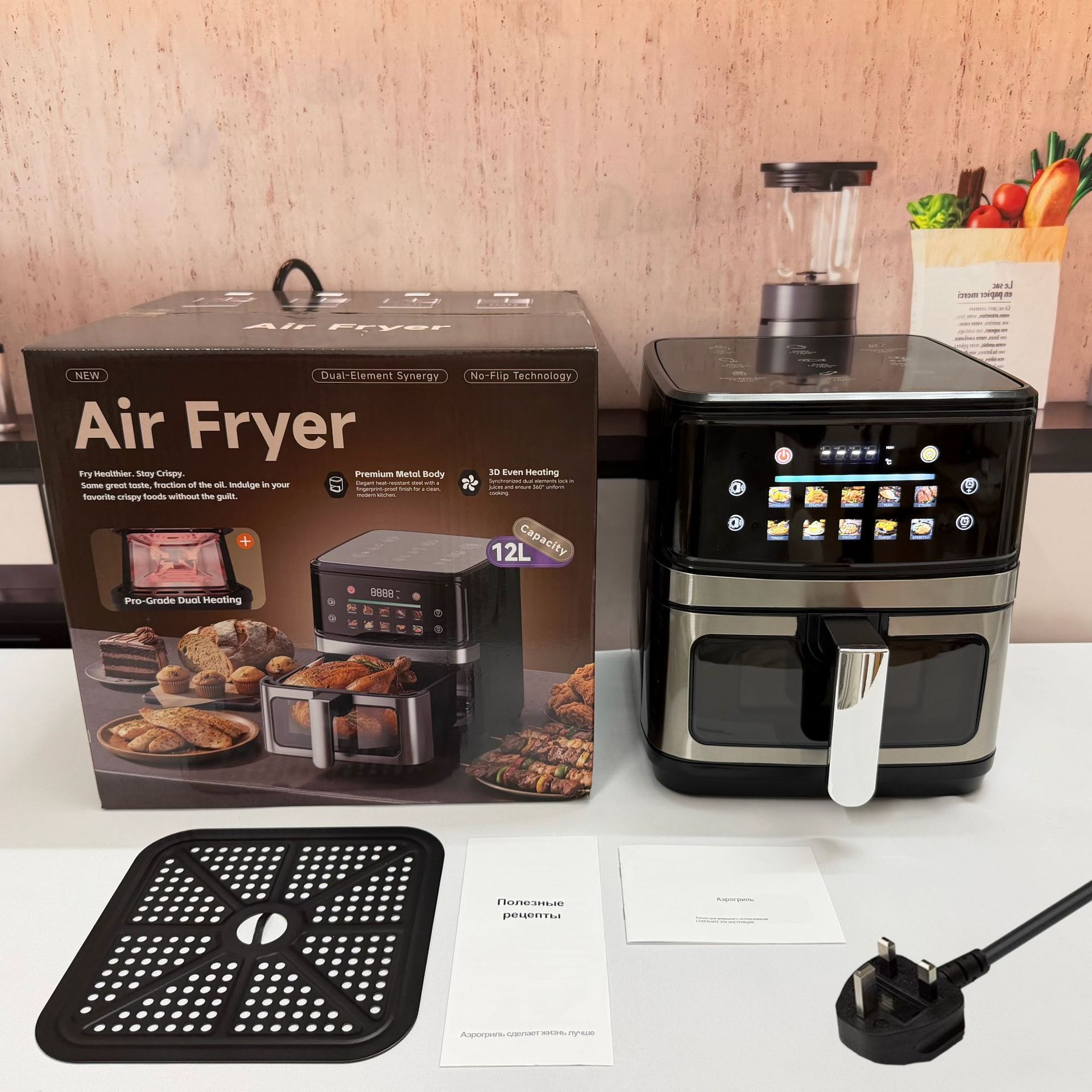 8L Hava Fritözü Çok Fonksiyonlu Akıllı Dokunmatik Ekranlı Fırın Büyük Kapasiteli Hava Fritözü Elektrikli Fritöz Patates Kızartma Makinesi