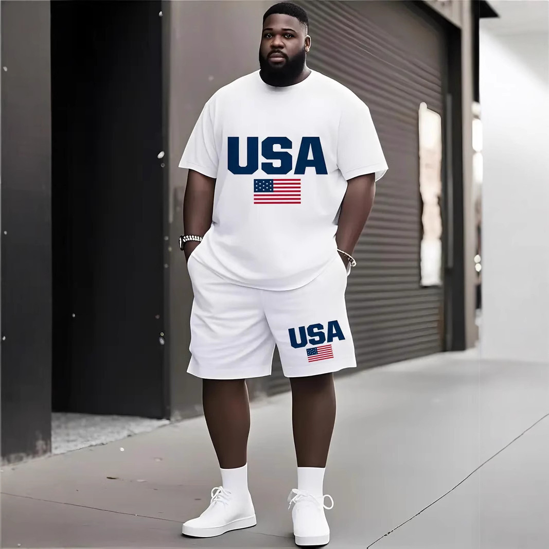 Traje de pantalones cortos de camiseta de verano europeo y americano transfronterizo de Amazon Patrón 3D Impresión digital Traje de pantalones de playa casuales