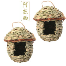 厂家批发手工编织草编鸟窝 田园园艺室外装饰鸟巢宠物用品