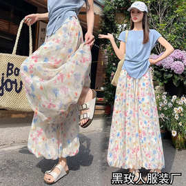 大码女装碎花蓬蓬花苞裤女2025夏季新款高腰显瘦灯笼长裤子印花