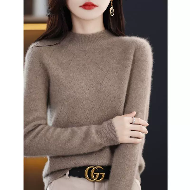 Демисезонный шерстяной вязаный свитер, базовое белье, приятное телу как верхняя одежда, 2023 год, высокий воротник