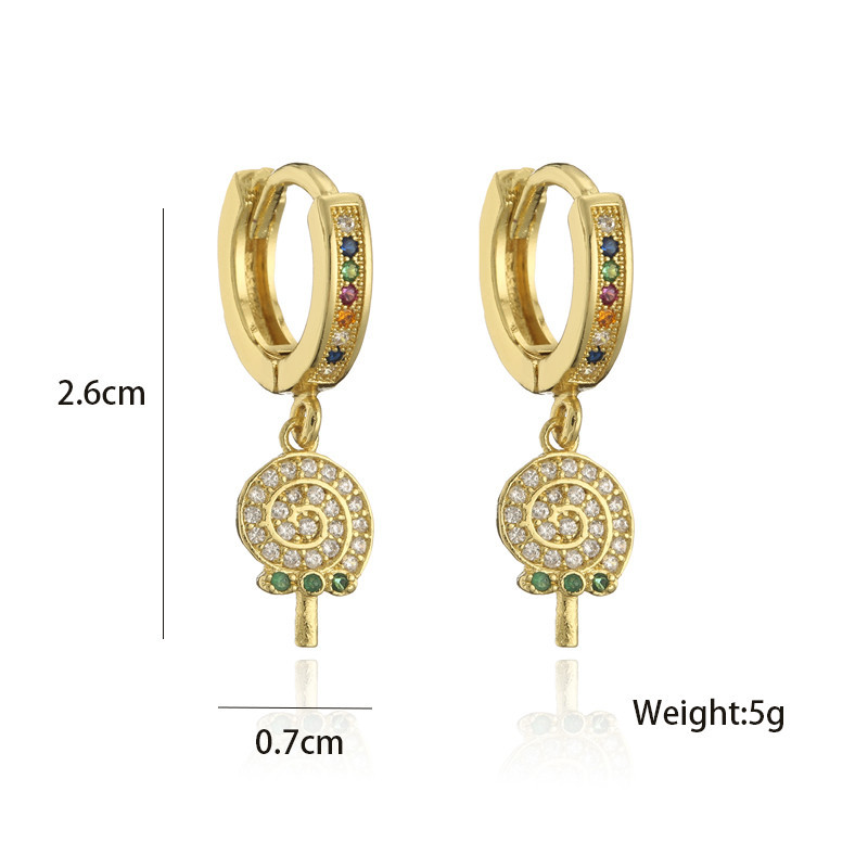 Vente En Gros Bijoux Boucles D&#39;oreilles Géométriques Sucette Zircon Cuivre Nihaojewelry display picture 1