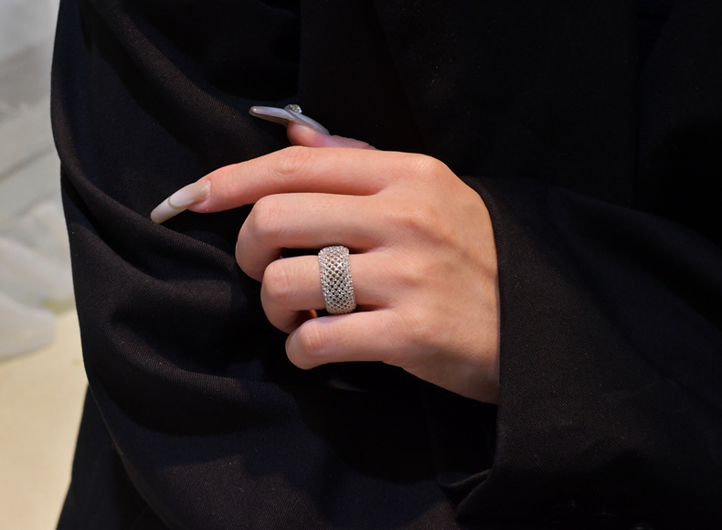 Fashion Geometric Sterling Silver Inlay Zircon Rings