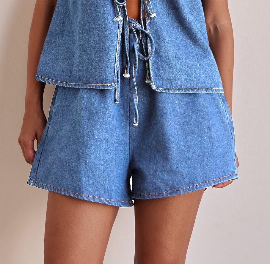 182g Weight Sleeveless Sleeve Length Cotton, Polyester, Denim Fabric Type Shorts Co-ord Set Sets Type 2 Pieces Set, 1 PCS/Package Quantity Holiday, Banquet, Selfie Occasion Round Neck Neckline Pocket Function Regular Fit Fit Type Solid Color Pattern Summer Season Women's Gender Casual, Elegant, Streetwear Style Holiday Banquet Selfie Women's Casual Elegant Streetwear Solid Color Cotton Polyester Denim Shorts Co-ord Set Shorts Sets 21