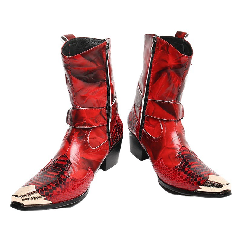 Брендовые ботинки Red Martin из воловьей кожи, женские сапоги до середины икры, большие сапоги на массивном каблуке, осенне-зимние сапоги на флисовой подкладке, низкий каблук в стиле ретро