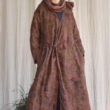 漓吅烟/风格复古中式斜襟长裙 香云纱工艺亚麻长袍子原创连衣裙