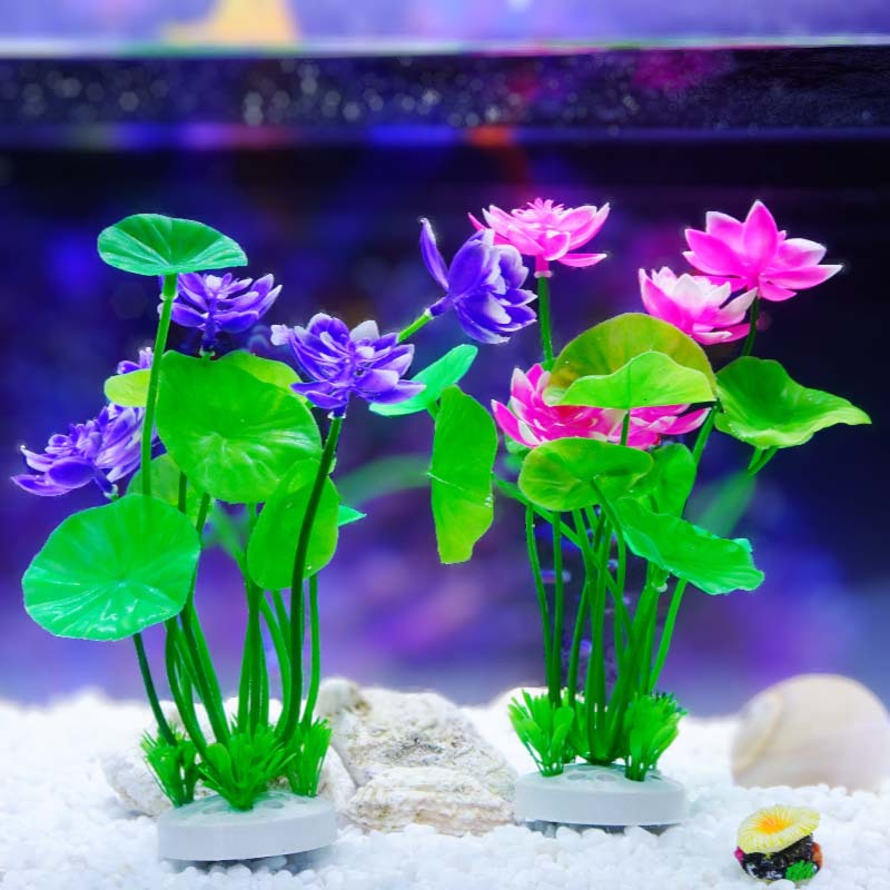 Origen Fabricante Decoración de micro paisaje Adornos Agua falsa Hierba Pecera Simulación Plástico Lotus Nenúfar al por mayor