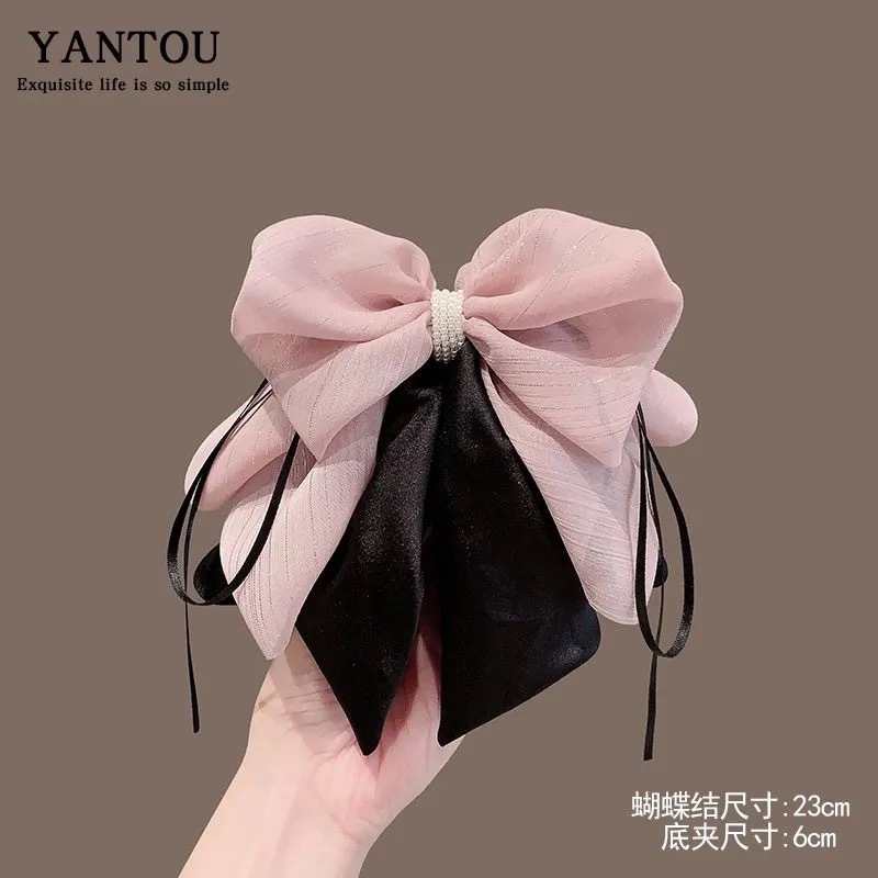 Multi-Layer Bow Pontail Clip Starry Pendant Temperament Hairpin Back Head Half-Tie Hairpin Hair 2025 Headwear