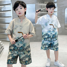 男童夏季唐装套装2024新款中大童儿童男孩新中式中国风汉服两件套
