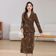 时尚休闲套装2025秋冬季新款女装气质翻领外套半裙两件套裙LB9760