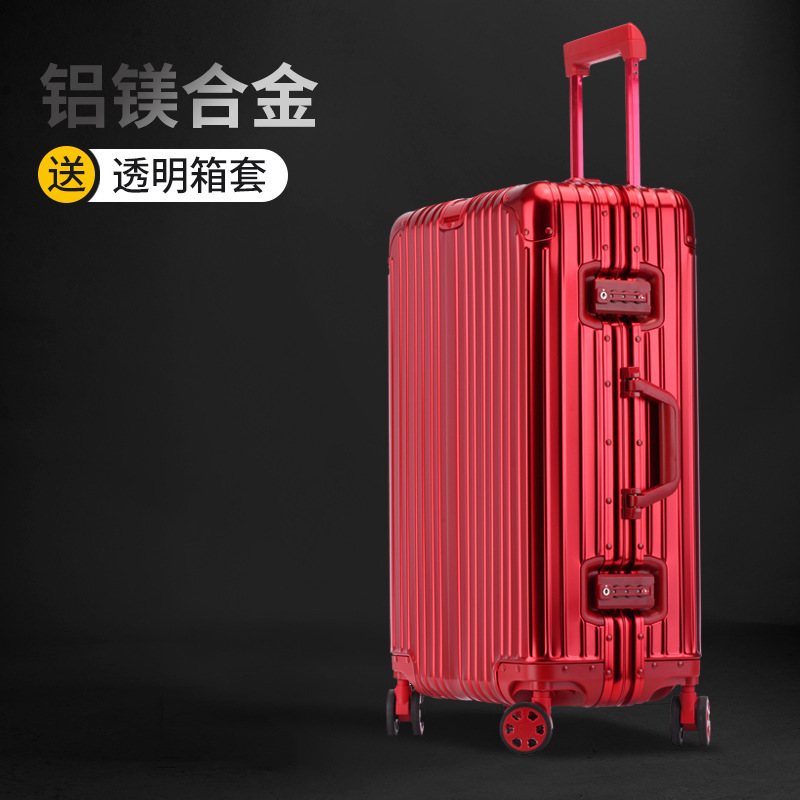 Caja de contraseña de aleación de aluminio y magnesio para mujer, maleta con ruedas universales para hombre, maleta de 20 pulgadas, maleta, caja de aluminio
