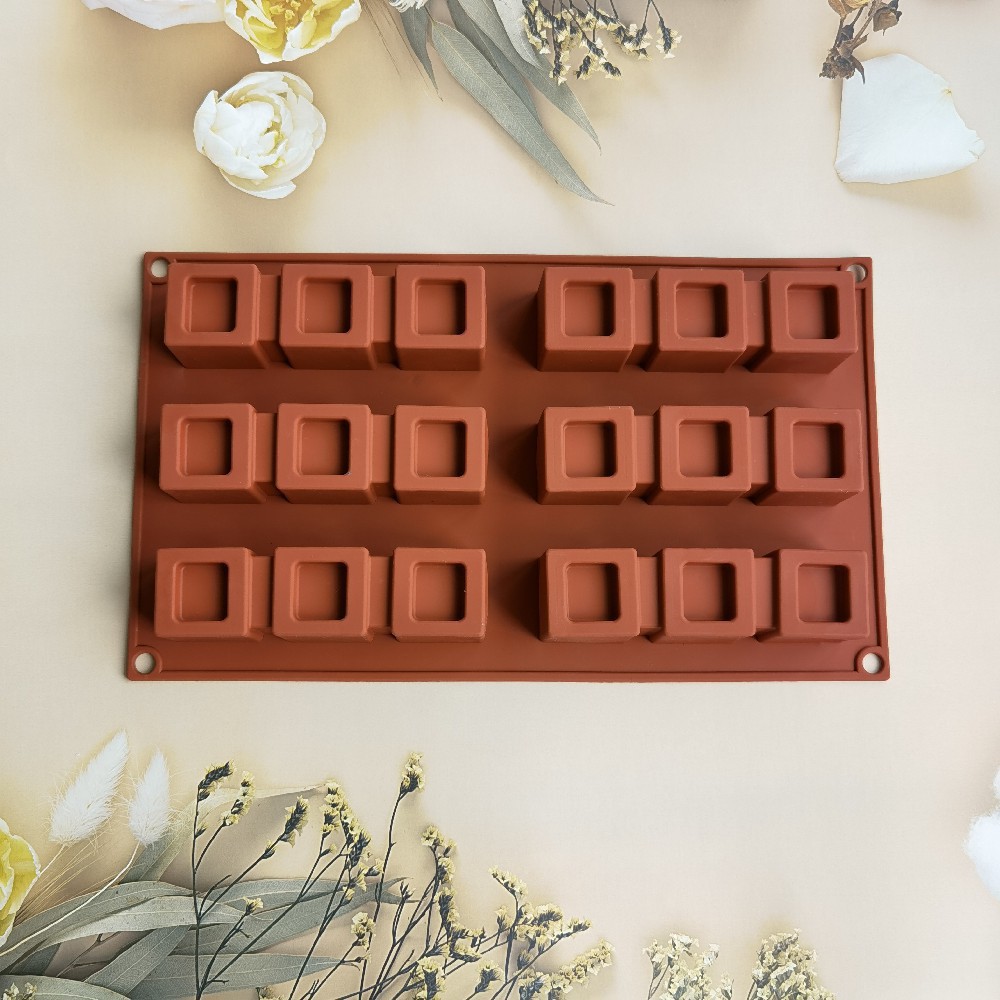6 con tres cuadrados cóncavos 204 pastel chocolate molde de silicona molde de postre molde de hielo pastel horneado
