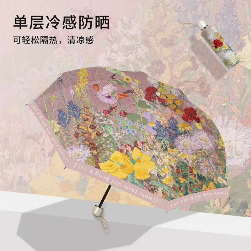 Anti-ultraviolet Flower Umbrella Sun Protection Sunny Umbrella Dual-purpose Small Portable Sun Umbrella Black Glue