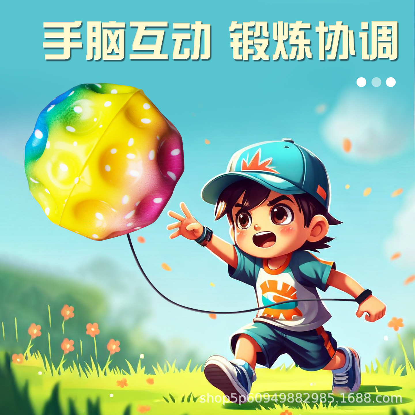 Wrist Elastic Ball Moon Stone Kidsren's Wrist Ball Luminous with Rope Rebound High Bounce Ball Kidsren's Boredom Relief Toy