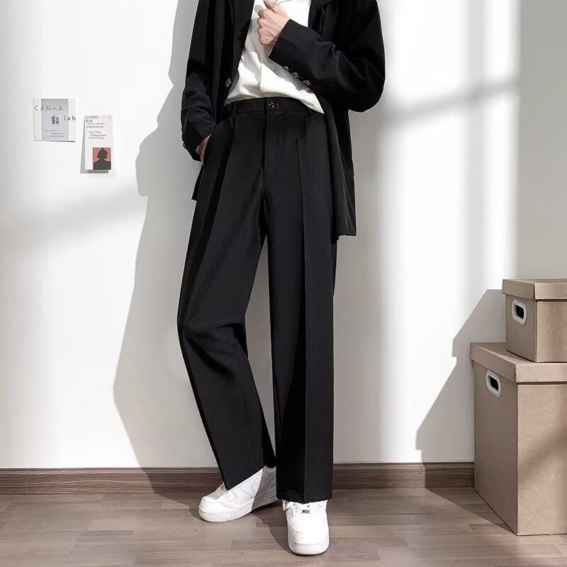 Men's Wide-Leg Straight Loose Pants Autumn Winter Casual Long Pants Drape Dk College Uniform Class Uniform Suit Pants Men's Wide-Leg Straight Loose Pants Autumn Winter Casual Long Pants Drape Dk College Uniform Class Uniform Suit Pants