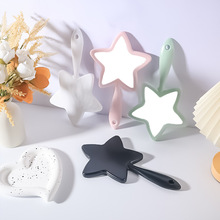 亚马逊直采便携塑料五角星镜子创意手持镜手柄化妆镜可悬挂小镜子