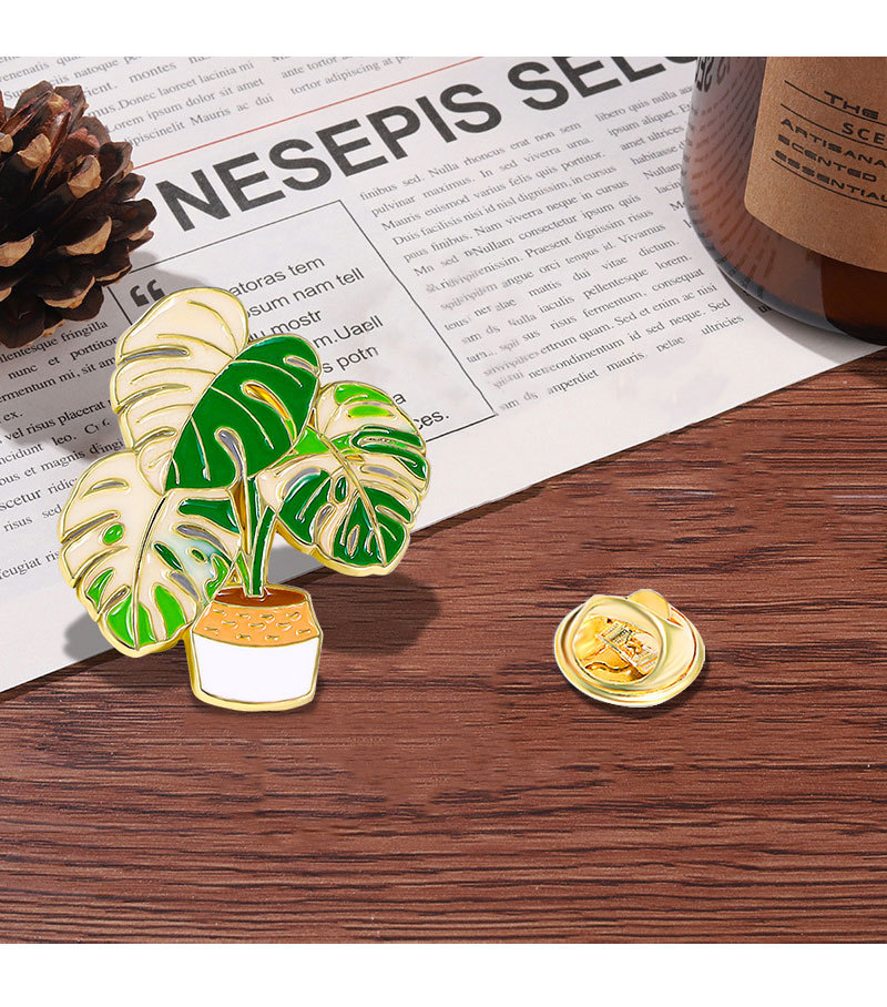 8g Weight Brooches Classification Alloy Material Leaf, Plant Pattern Enamel Craft Cartoon Style Cute Sweet Pin Leaf Plant Alloy Enamel Unisex Brooches 5