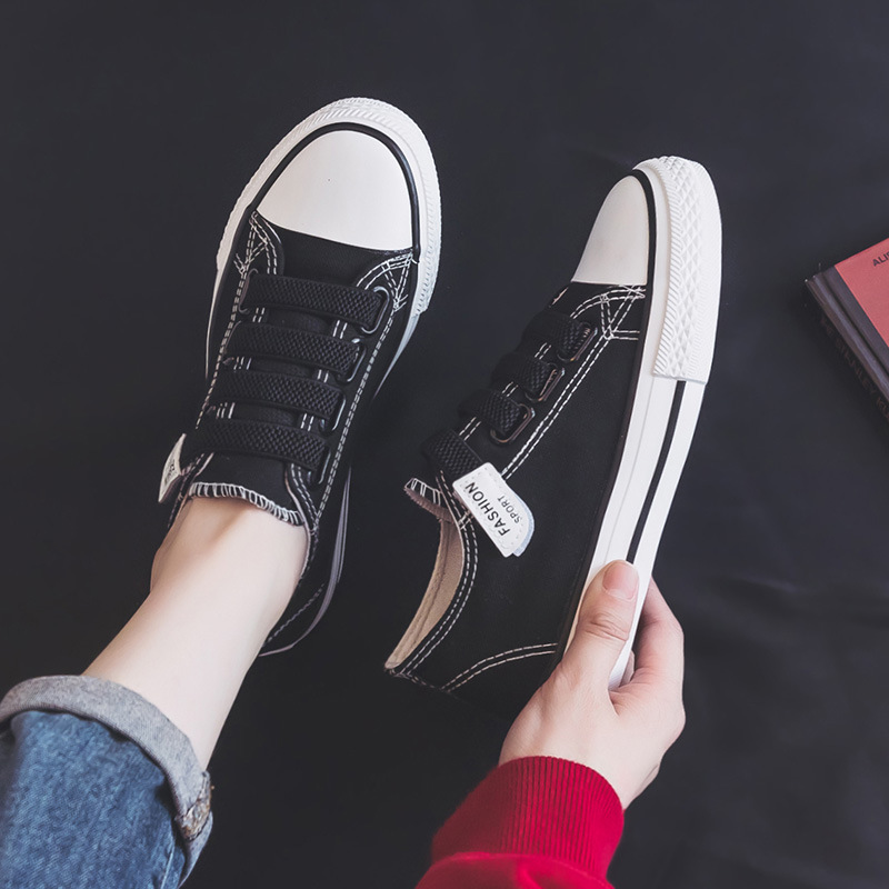 2023 nuevos zapatos de lona de estudiante de velcro zapatos de mujer slip-on mocasines sin encaje todo partido zapatillas de deporte casuales mujeres image 5