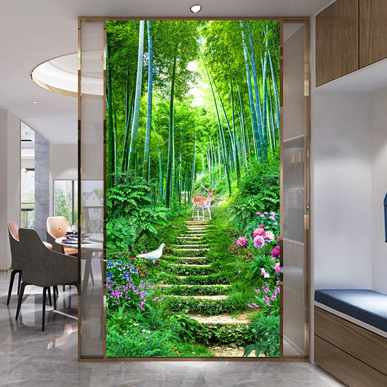 玄関装飾画寝室シール山水廊下壁画通路風景年画壁画客間中国式|undefined