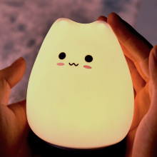 2010新款小萌猫硅胶灯 学生宿舍床头拍拍变色触摸可爱小夜灯礼品