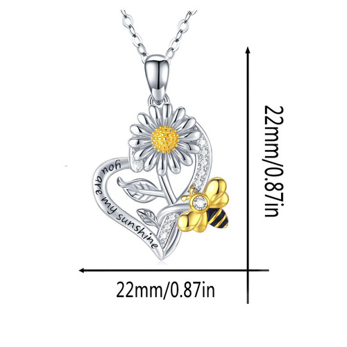 sunflower heart-shaped necklace moment you are my sunshine bee drops of oil separation pendant