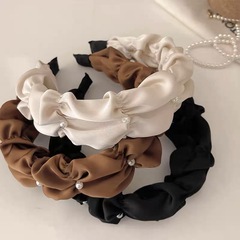Summer High Crown Fabric Pearl Hair Clip Hairband 2023 New High-End Style Press Hairband for Girls Hair Accessory Wholesale