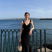 欧美女装2025秋季新款钟楚曦同款时尚性感低胸纯色修身包臀连衣裙