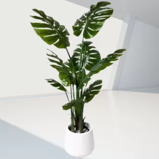 定制仿真绿植高级感连体杆龟背竹客厅酒店软装假花落地大盆栽造景