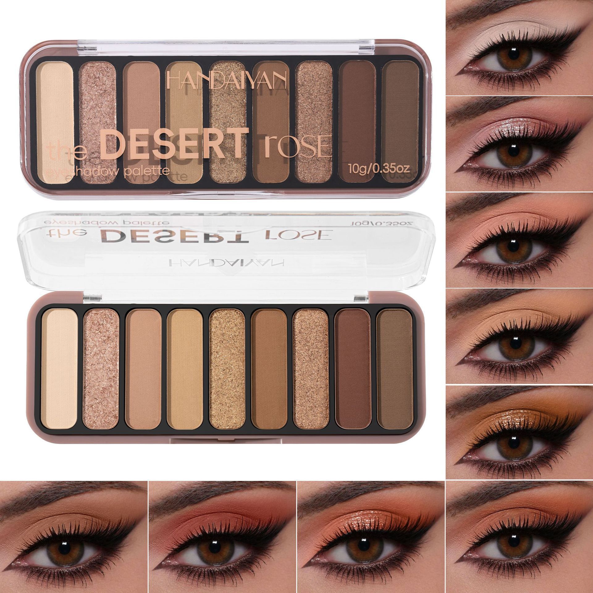 Nueve placas de sombras de ojos mate Handaiyan perla brillante tierra un plato multipropósito para placas de sombras de ojos transfronterizas image 6