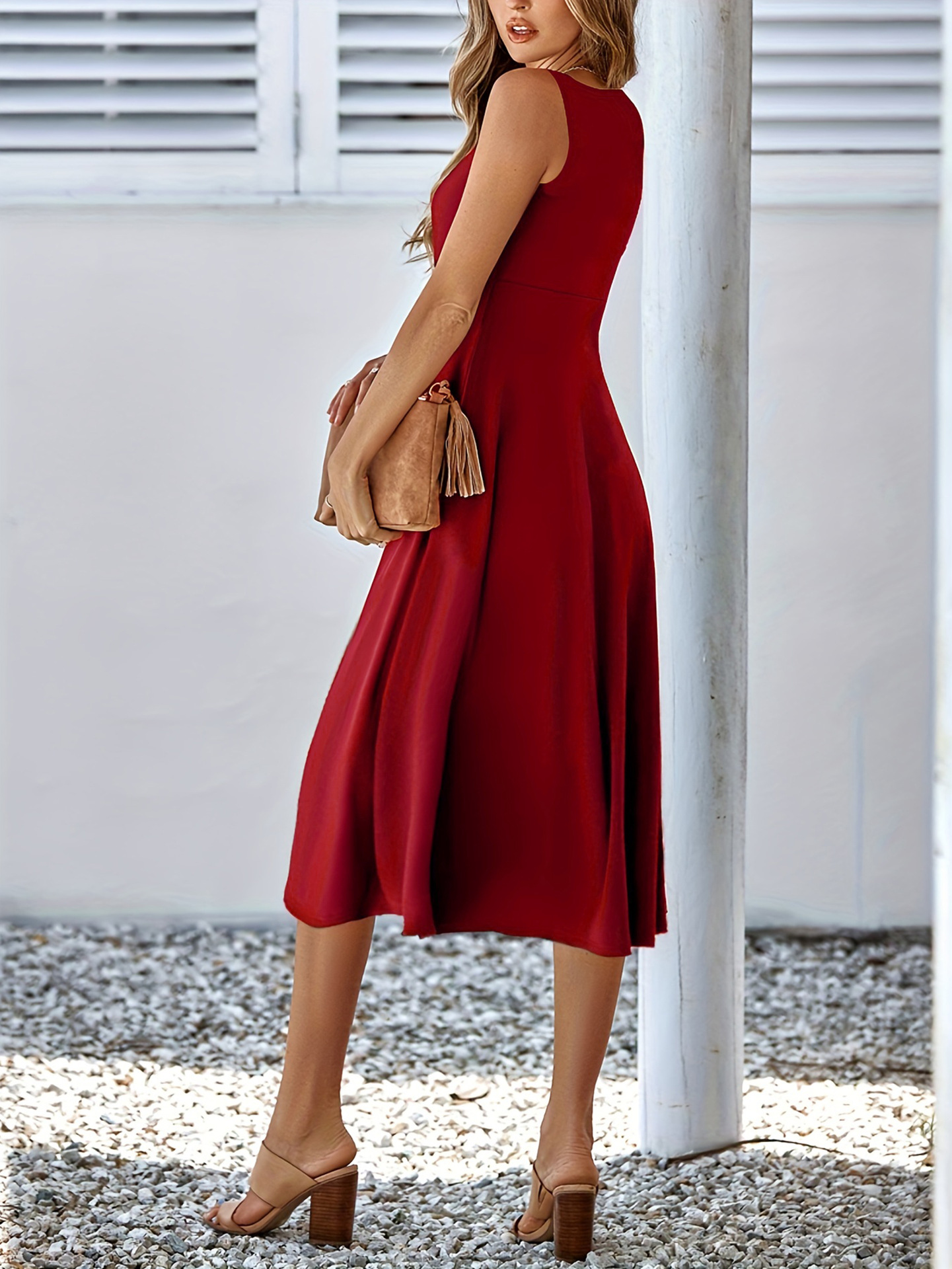 Solid Color Sleeveless Sexy Dress Slim Fit Women